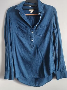 Merona Blue Long-Sleeve Denim Button-Down Shirt